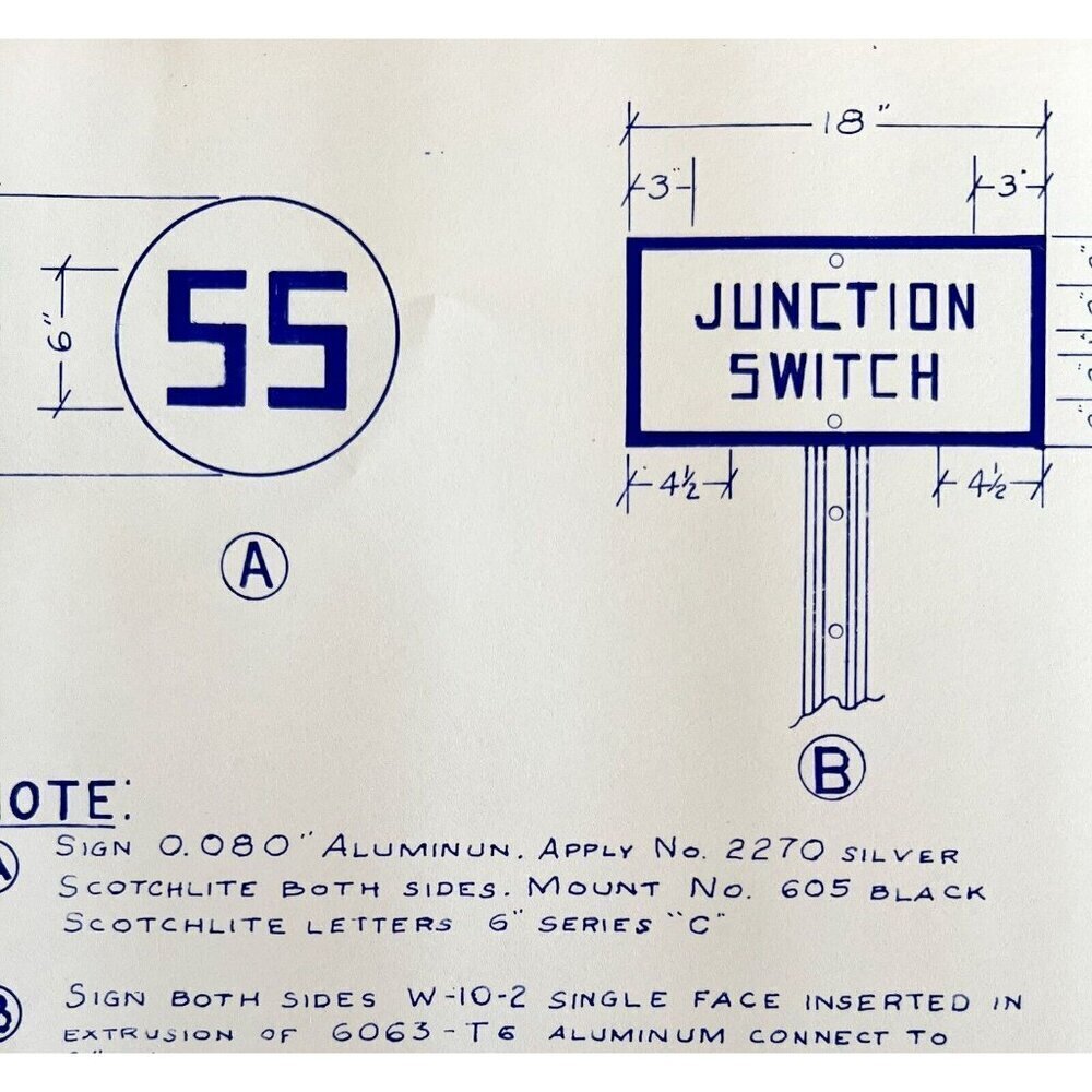 1966 Railroad Bangor Aroostook Junction Switch Signs Blueprint K14 Trains DWDD12